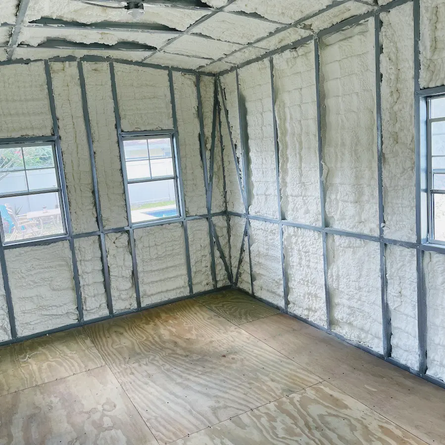 Closed-cell spray foam insulation applied to wall cavities in a residential project in Kentfield